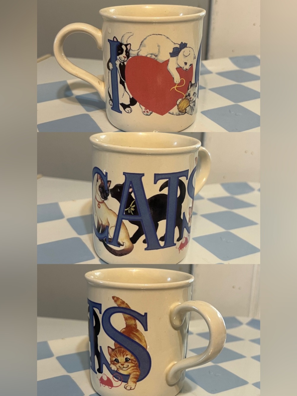 Vintage 1980’s I love Cats Graphic Ceramic Mug